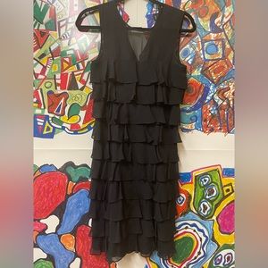 DKNY Ruffled Black Dress